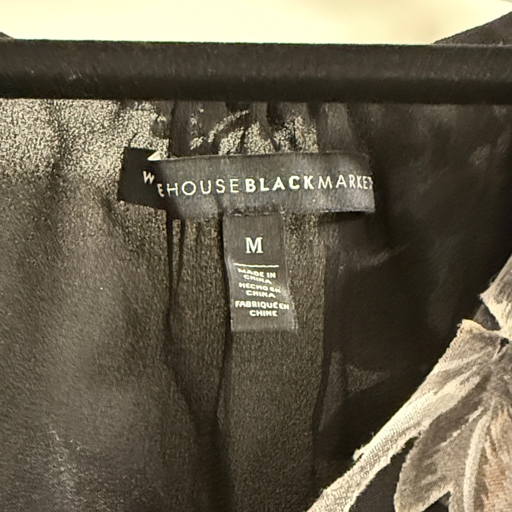Black Floral Blouse By WHBM *EUC* - Picture 4 of 7